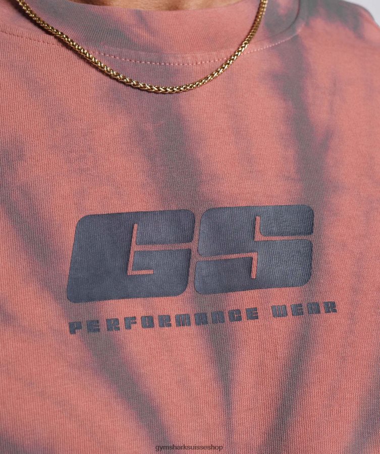 ch Gymshark Hommes t-shirt jour de repos rose terre cuite/marron poussiéreux/lavage optique spirale 02FP6T775 vêtements