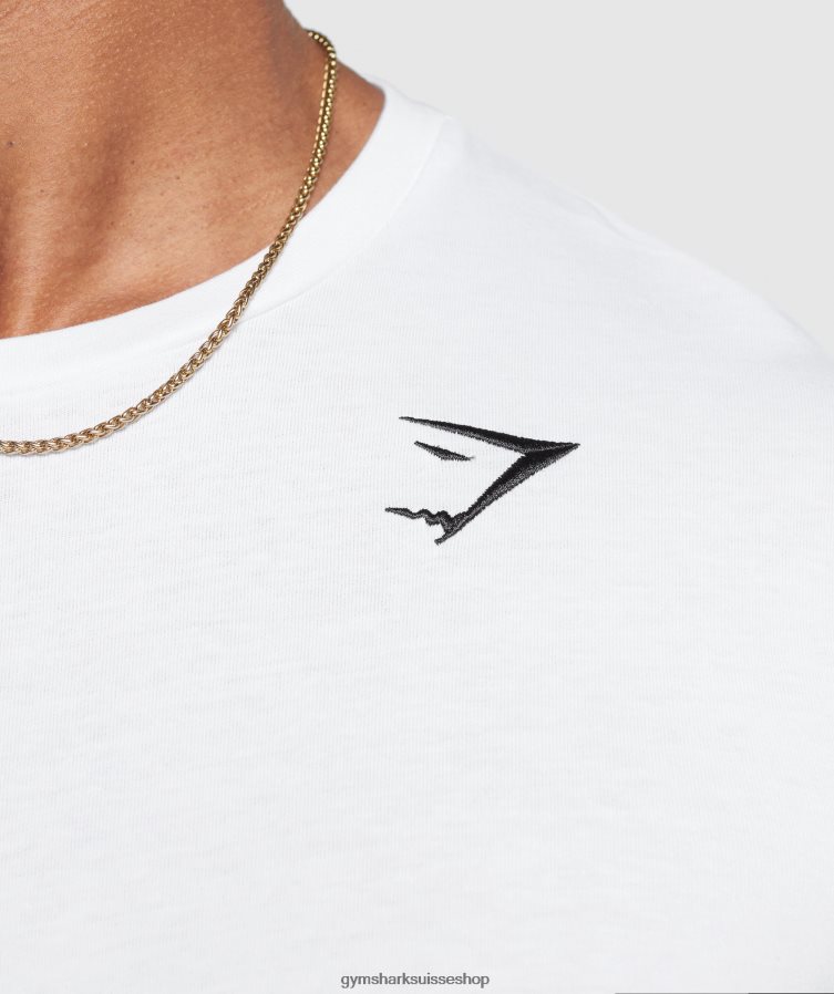 ch Gymshark Hommes t-shirt à manches longues blanc 02FP6T585 vêtements