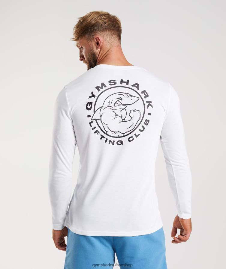 ch Gymshark Hommes t-shirt à manches longues blanc 02FP6T676 vêtements