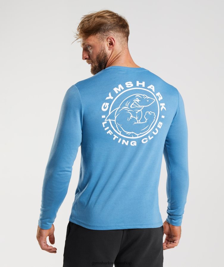 ch Gymshark Hommes t-shirt à manches longues bleu côtier 02FP6T675 vêtements