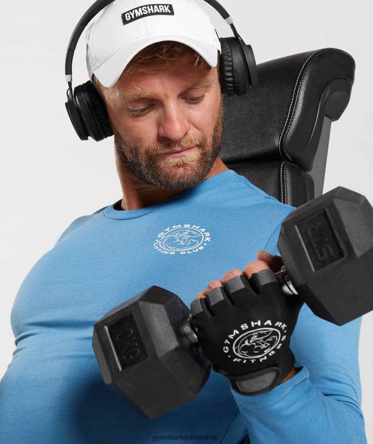 ch Gymshark Hommes t-shirt à manches longues bleu côtier 02FP6T675 vêtements