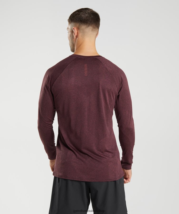 ch Gymshark Hommes t-shirt à manches longues brun cerise 02FP6T687 vêtements