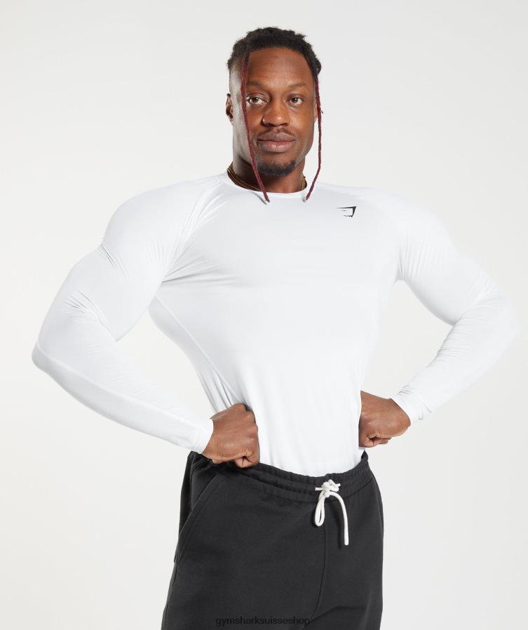 ch Gymshark Hommes t-shirt à manches longues element blanc 02FP6T631 vêtements