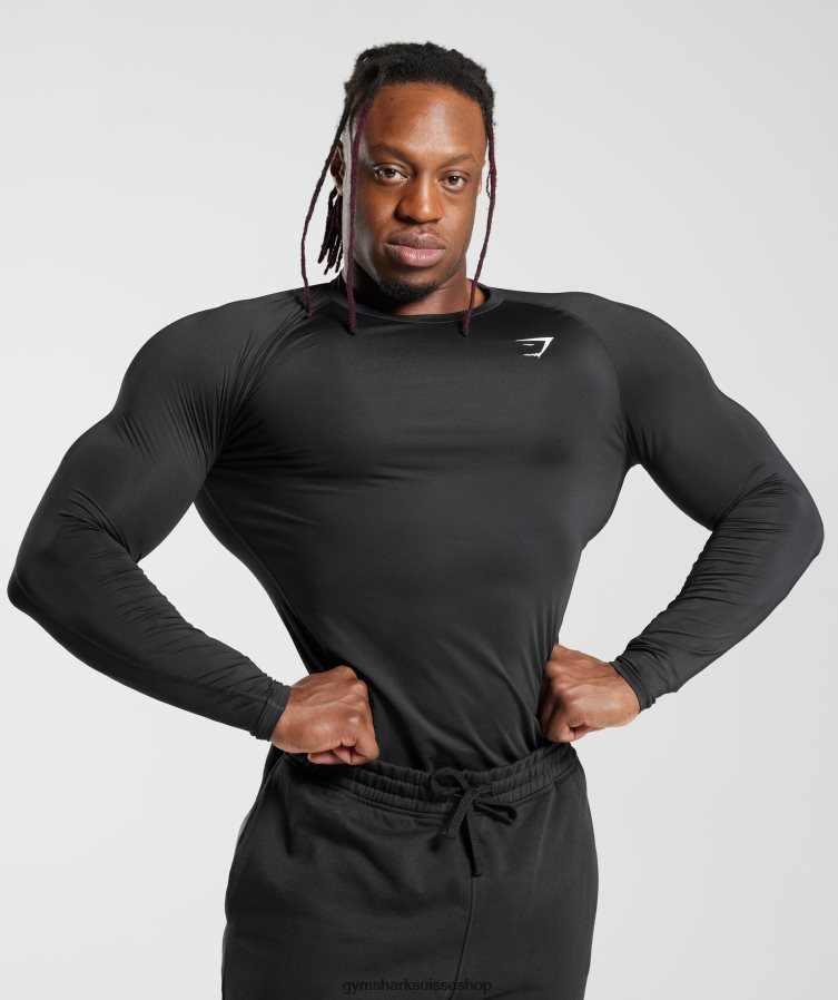 ch Gymshark Hommes t-shirt à manches longues element noir 02FP6T671 vêtements