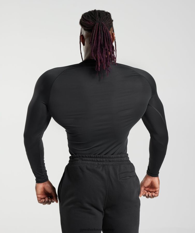 ch Gymshark Hommes t-shirt à manches longues element noir 02FP6T671 vêtements