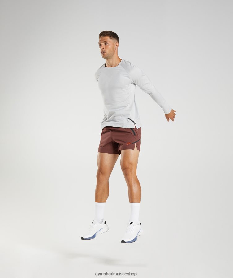 ch Gymshark Hommes t-shirt à manches longues gris clair/blanc 02FP6T613 vêtements