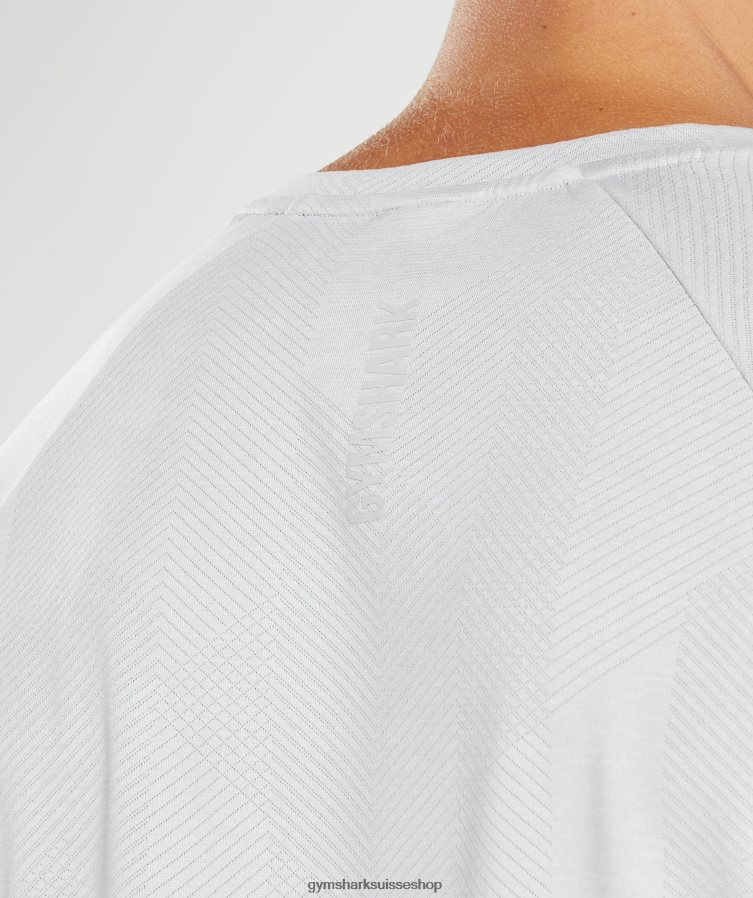 ch Gymshark Hommes t-shirt à manches longues gris clair/blanc 02FP6T613 vêtements