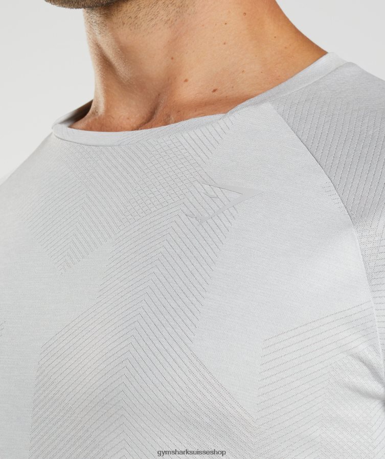 ch Gymshark Hommes t-shirt à manches longues gris clair/blanc 02FP6T613 vêtements