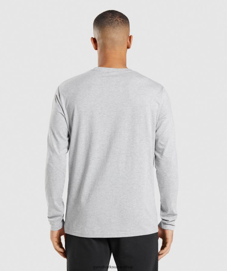 ch Gymshark Hommes t-shirt à manches longues gris clair chiné 02FP6T610 vêtements