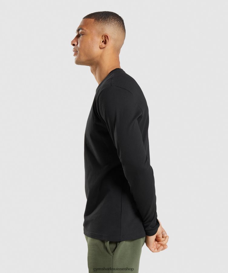 ch Gymshark Hommes t-shirt à manches longues noir 02FP6T579 vêtements