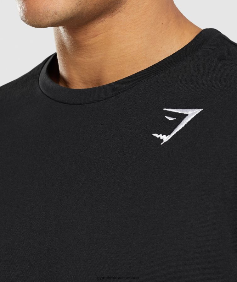 ch Gymshark Hommes t-shirt à manches longues noir 02FP6T579 vêtements