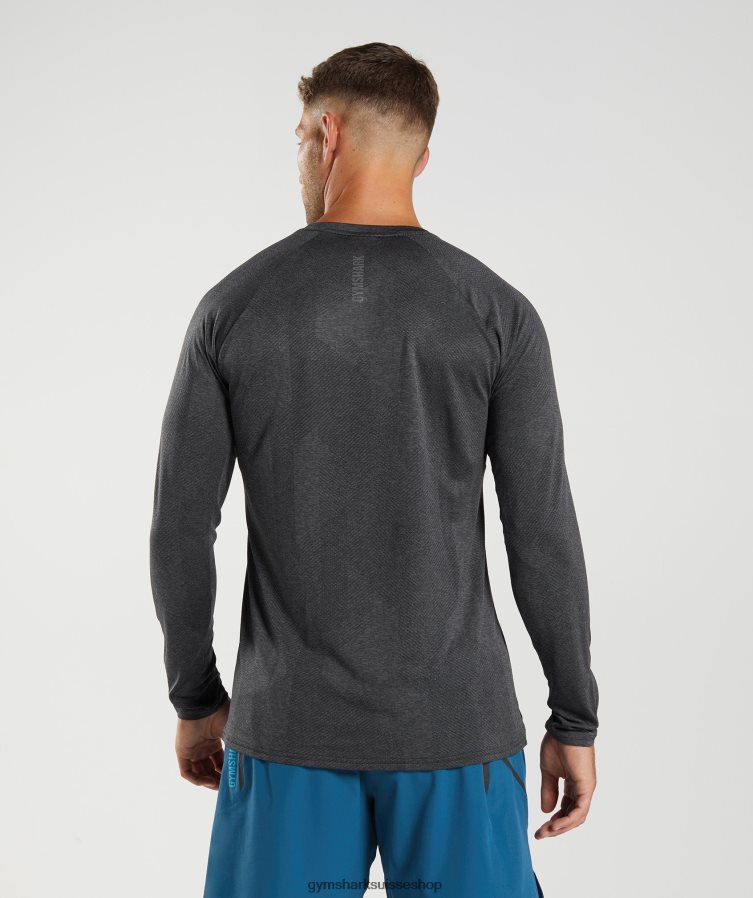 ch Gymshark Hommes t-shirt à manches longues noir/gris silhouette 02FP6T653 vêtements