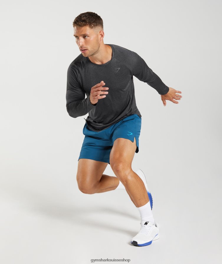 ch Gymshark Hommes t-shirt à manches longues noir/gris silhouette 02FP6T653 vêtements