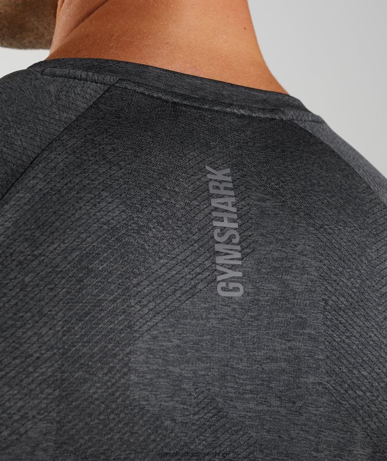 ch Gymshark Hommes t-shirt à manches longues noir/gris silhouette 02FP6T653 vêtements