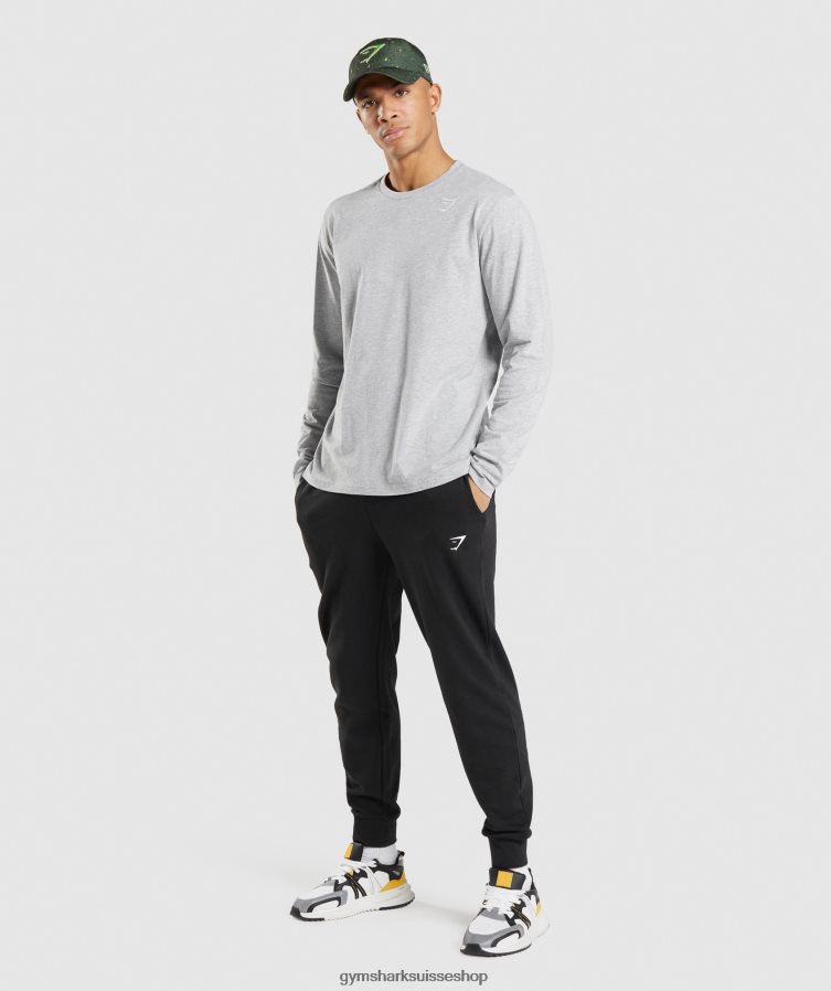 ch Gymshark Hommes t-shirt à manches longues noyau gris clair chiné 02FP6T727 vêtements