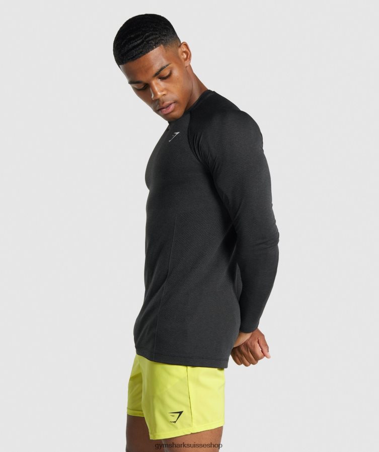 ch Gymshark Hommes t-shirt à manches longues sans couture vital light noir chiné 02FP6T746 vêtements