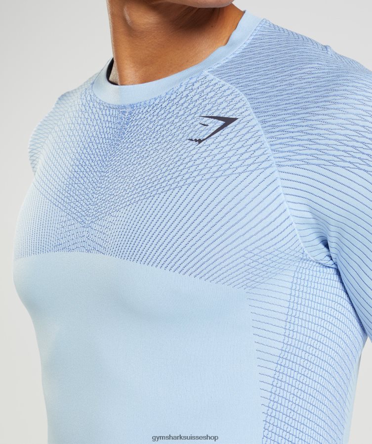 ch Gymshark Hommes t-shirt à manches longues sans coutures apex bleu lin/bleu court 02FP6T750 vêtements