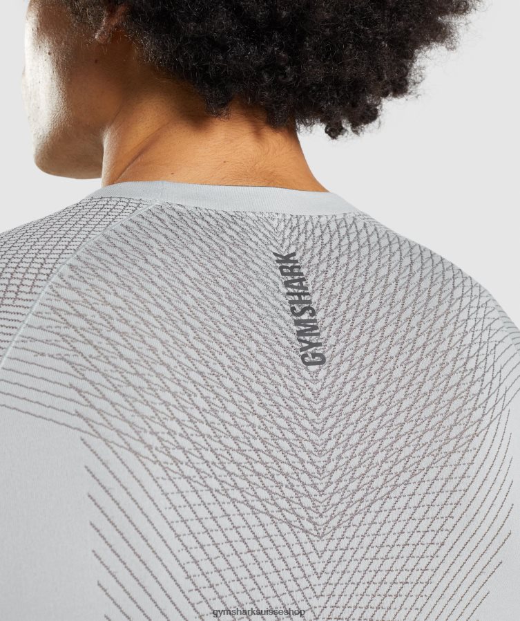 ch Gymshark Hommes t-shirt à manches longues sans coutures apex gris clair/gris onyx 02FP6T720 vêtements