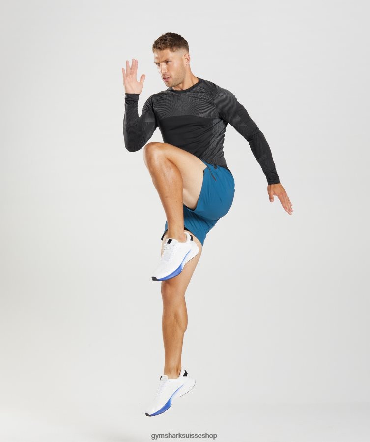 ch Gymshark Hommes t-shirt à manches longues sans coutures apex noir/gris silhouette 02FP6T764 vêtements