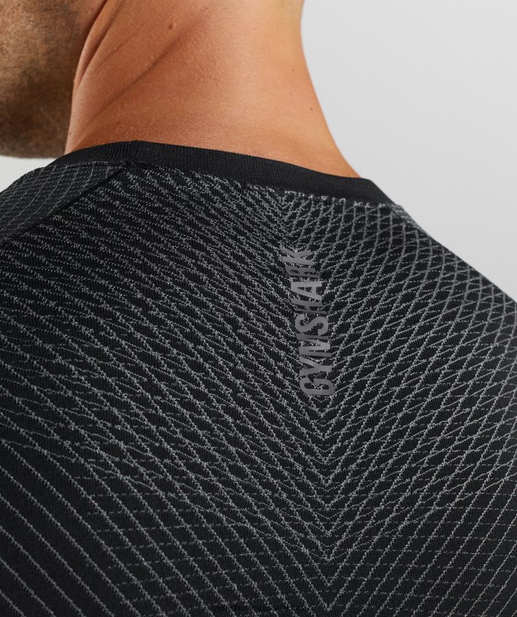 ch Gymshark Hommes t-shirt à manches longues sans coutures apex noir/gris silhouette 02FP6T764 vêtements