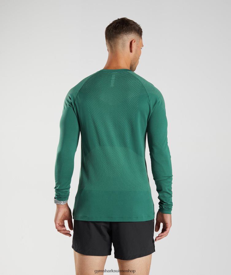 ch Gymshark Hommes t-shirt à manches longues sans coutures apex vert forêt/vert hoya 02FP6T699 vêtements