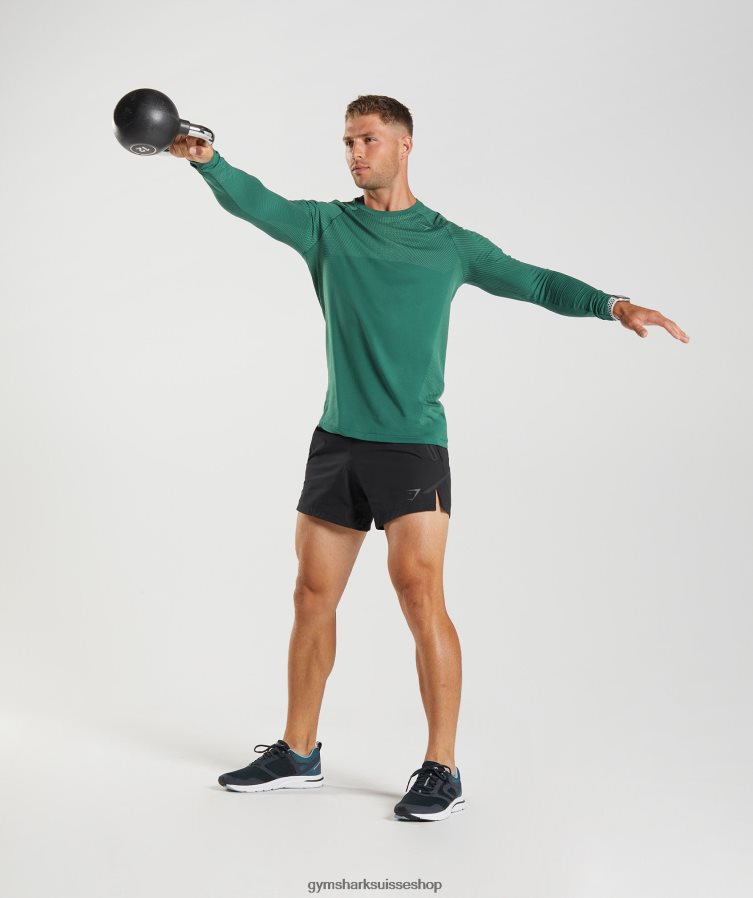 ch Gymshark Hommes t-shirt à manches longues sans coutures apex vert forêt/vert hoya 02FP6T699 vêtements