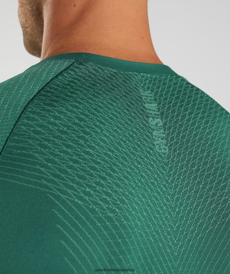 ch Gymshark Hommes t-shirt à manches longues sans coutures apex vert forêt/vert hoya 02FP6T699 vêtements