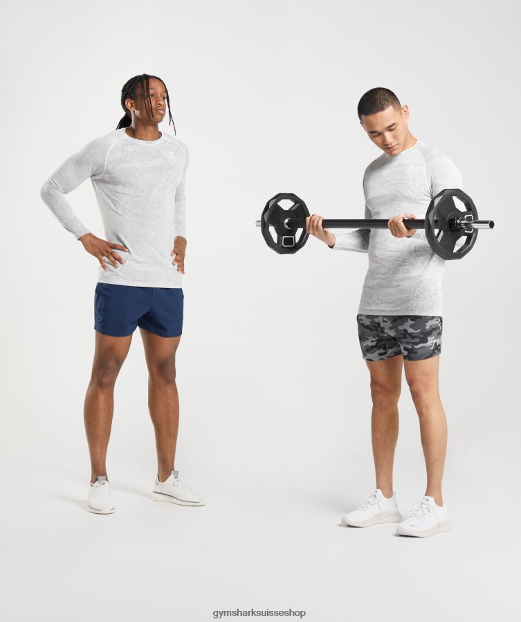 ch Gymshark Hommes t-shirt à manches longues sans coutures geo blanc cassé/gris clair 02FP6T596 vêtements