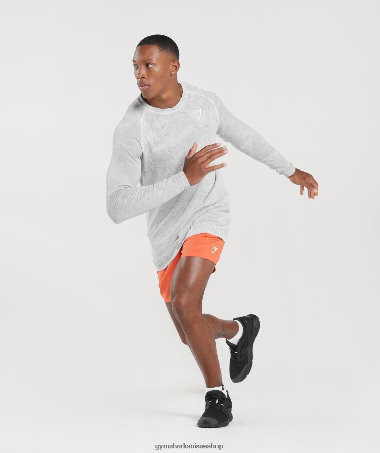 ch Gymshark Hommes t-shirt à manches longues sans coutures geo blanc/gris clair 02FP6T734 vêtements