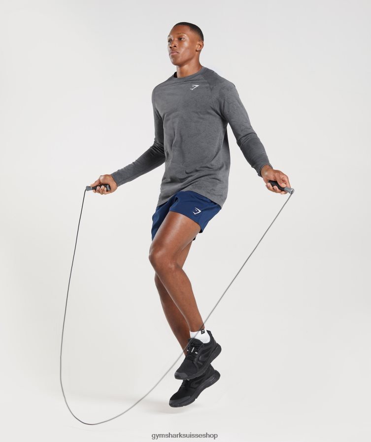 ch Gymshark Hommes t-shirt à manches longues sans coutures geo gris anthracite/noir 02FP6T628 vêtements