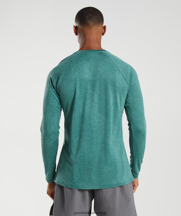 ch Gymshark Hommes t-shirt à manches longues vert forêt/vert hoya 02FP6T608 vêtements