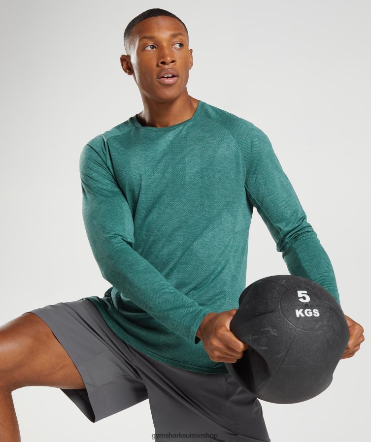 ch Gymshark Hommes t-shirt à manches longues vert forêt/vert hoya 02FP6T608 vêtements
