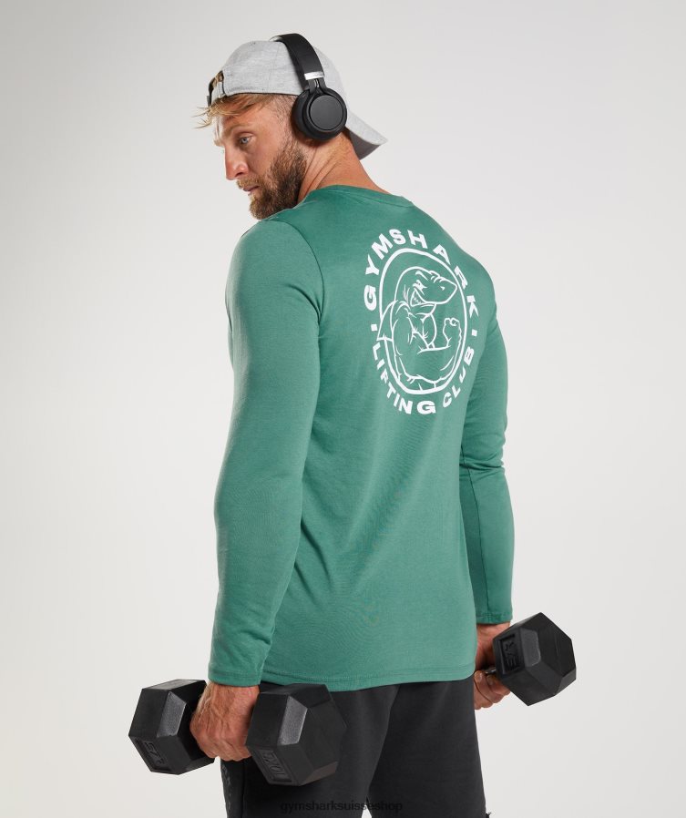 ch Gymshark Hommes t-shirt à manches longues vert hoya 02FP6T643 vêtements
