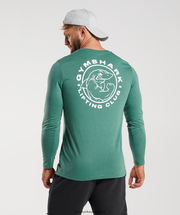 ch Gymshark Hommes t-shirt à manches longues vert hoya 02FP6T643 vêtements