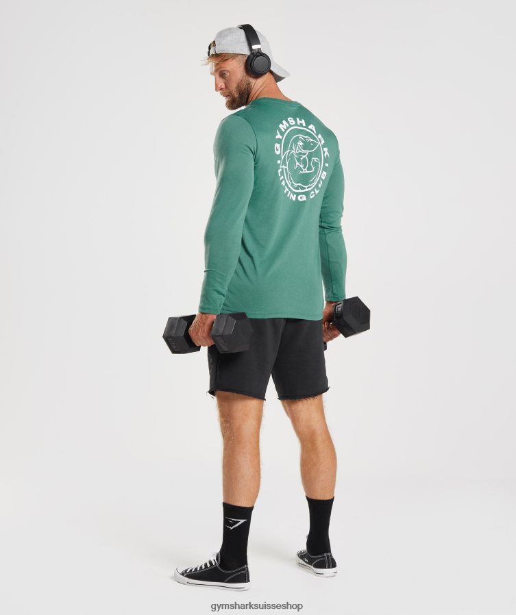 ch Gymshark Hommes t-shirt à manches longues vert hoya 02FP6T643 vêtements