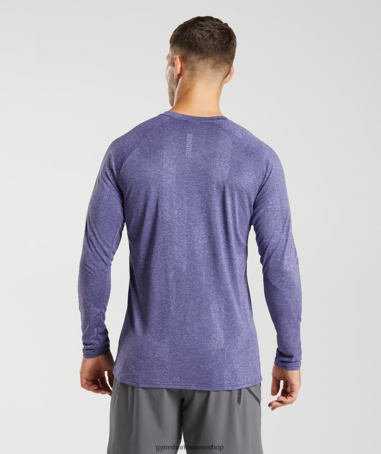 ch Gymshark Hommes t-shirt à manches longues violet neptune/violet velours 02FP6T707 vêtements