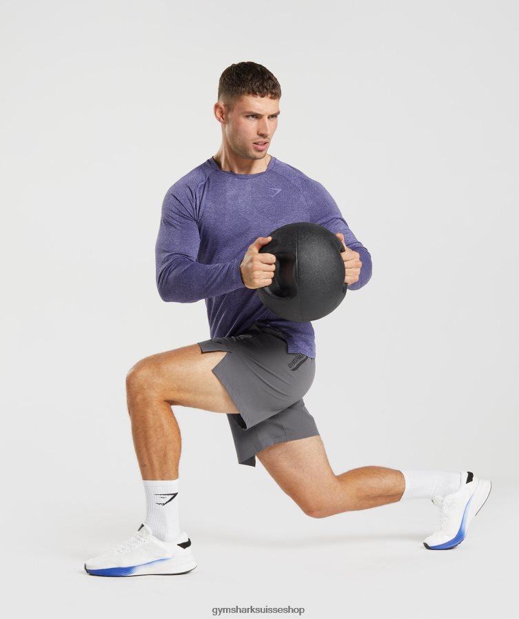 ch Gymshark Hommes t-shirt à manches longues violet neptune/violet velours 02FP6T707 vêtements