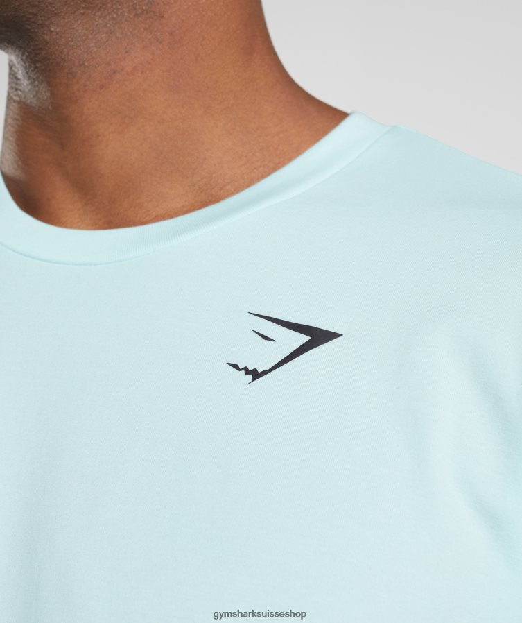 ch Gymshark Hommes t-shirt oversize essentiel bleu glacé 02FP6T591 vêtements