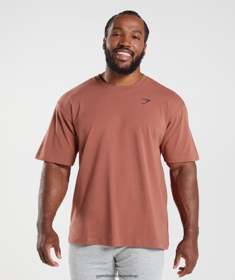 ch Gymshark Hommes t-shirt oversize essentiel brun rosé 02FP6T761 vêtements