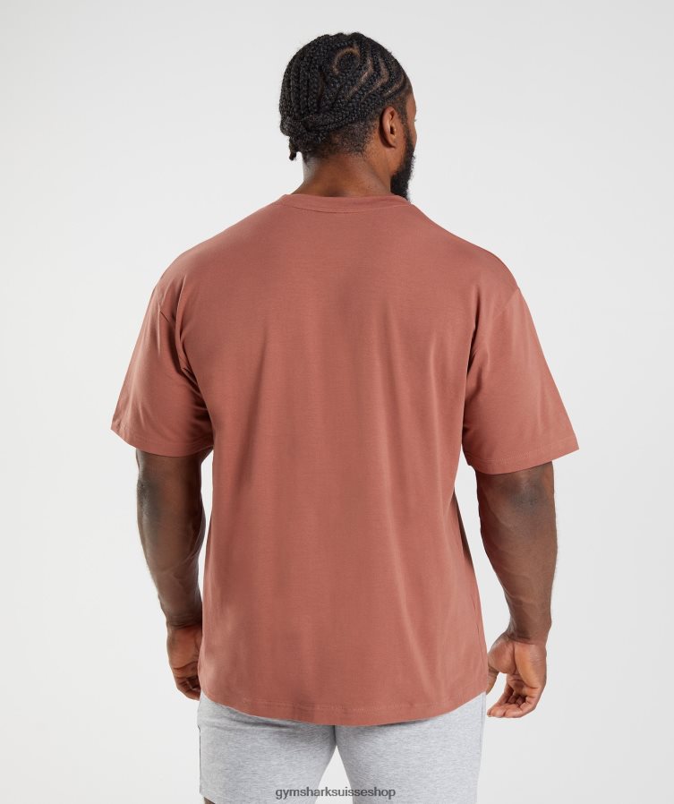 ch Gymshark Hommes t-shirt oversize essentiel brun rosé 02FP6T761 vêtements