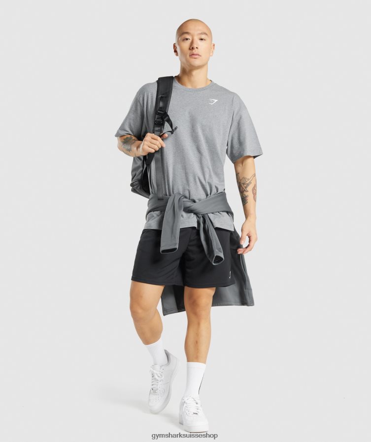 ch Gymshark Hommes t-shirt oversize essentiel gris anthracite chiné 02FP6T620 vêtements