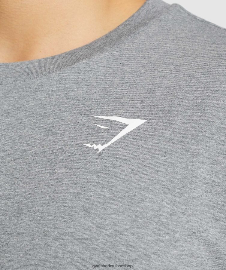 ch Gymshark Hommes t-shirt oversize essentiel gris anthracite chiné 02FP6T620 vêtements