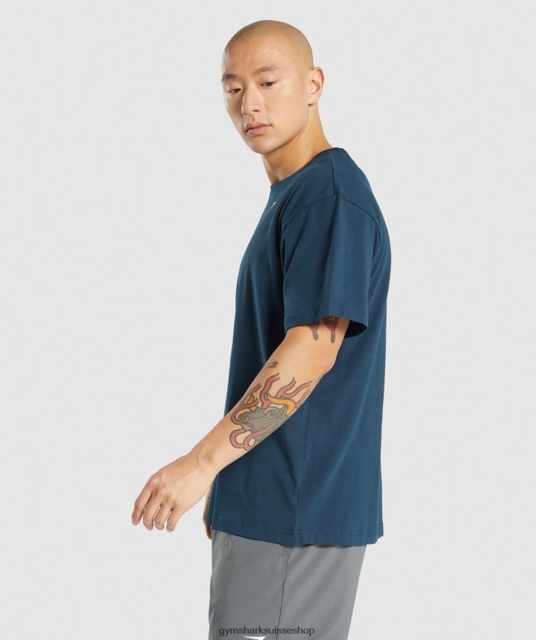 ch Gymshark Hommes t-shirt oversize essentiel marine 02FP6T573 vêtements