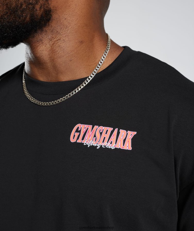 ch Gymshark Hommes t-shirt oversize retrowave noir 02FP6T589 vêtements