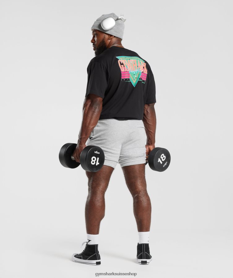 ch Gymshark Hommes t-shirt oversize retrowave noir 02FP6T589 vêtements