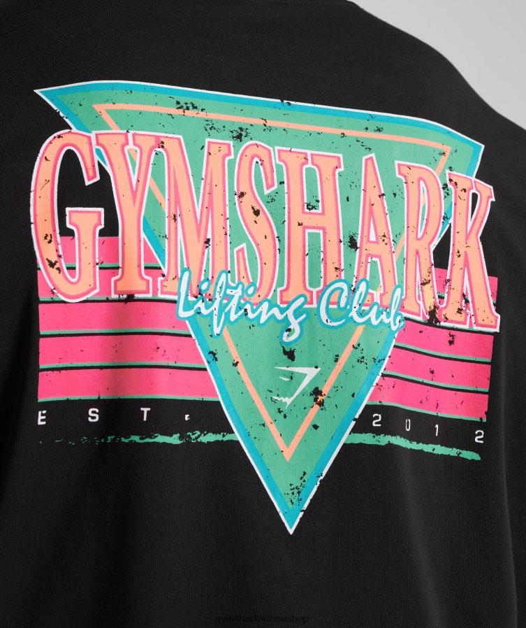 ch Gymshark Hommes t-shirt oversize retrowave noir 02FP6T589 vêtements