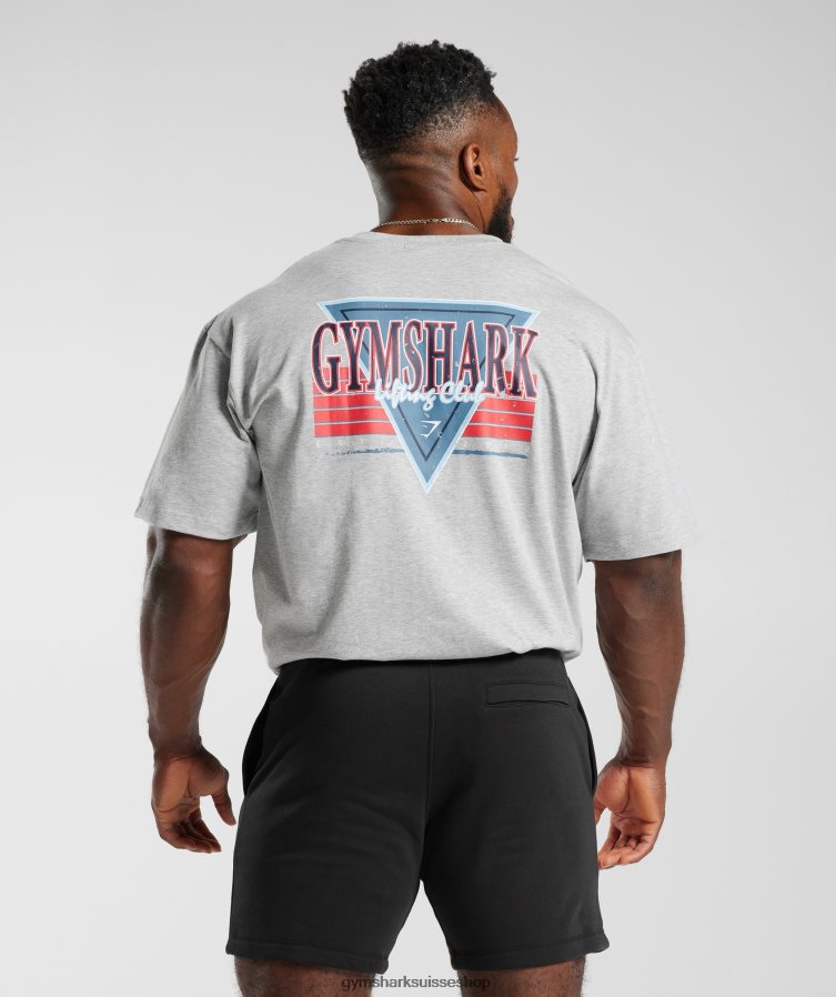 ch Gymshark Hommes t-shirt oversize retrowave noyau gris clair chiné 02FP6T587 vêtements