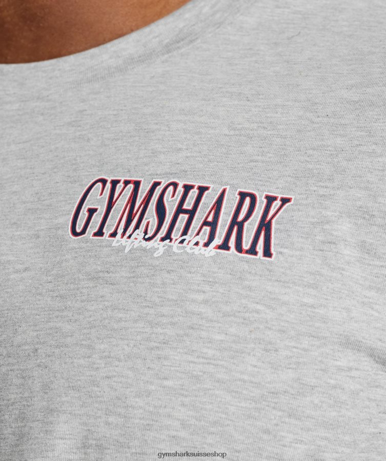 ch Gymshark Hommes t-shirt oversize retrowave noyau gris clair chiné 02FP6T587 vêtements