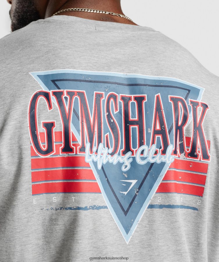 ch Gymshark Hommes t-shirt oversize retrowave noyau gris clair chiné 02FP6T587 vêtements