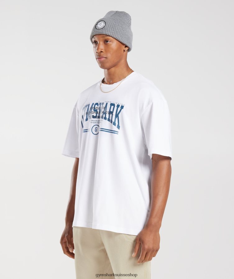 ch Gymshark Hommes t-shirt oversize universitaire blanc 02FP6T773 vêtements